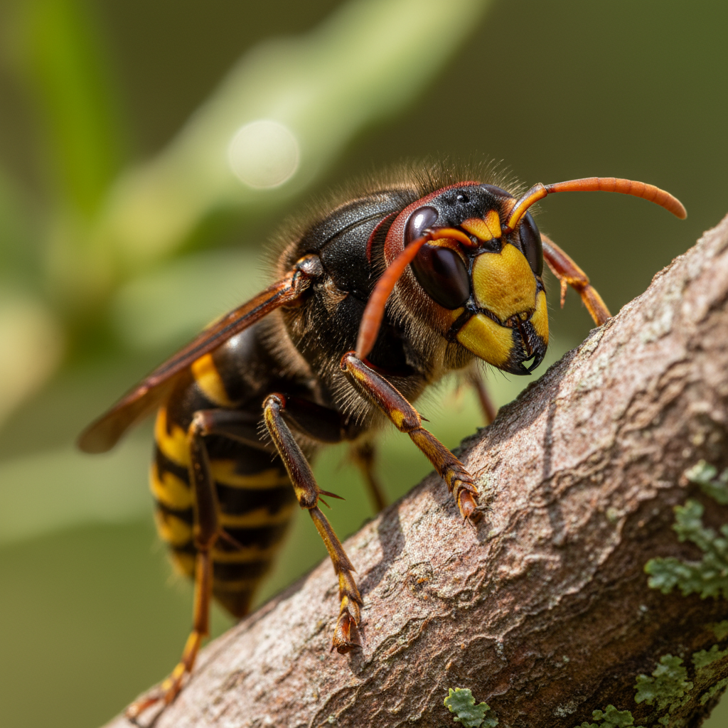 Vespa velutina im Seitenvergleich zur heimischen Hornisse