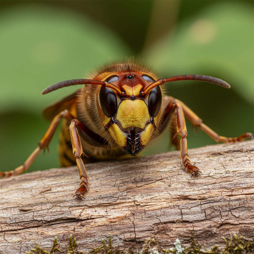 Europäische Hornisse (Vespa crabro) in Nahaufnahme